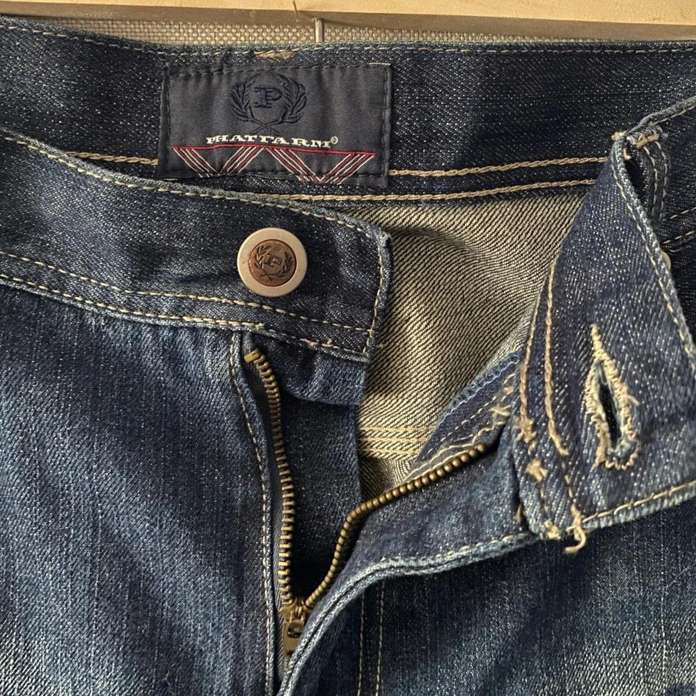 Phat Farm Mens Relaxed Fit Dark Wash Blue Denim Jeans Size 40 Hip Hop Streetwear